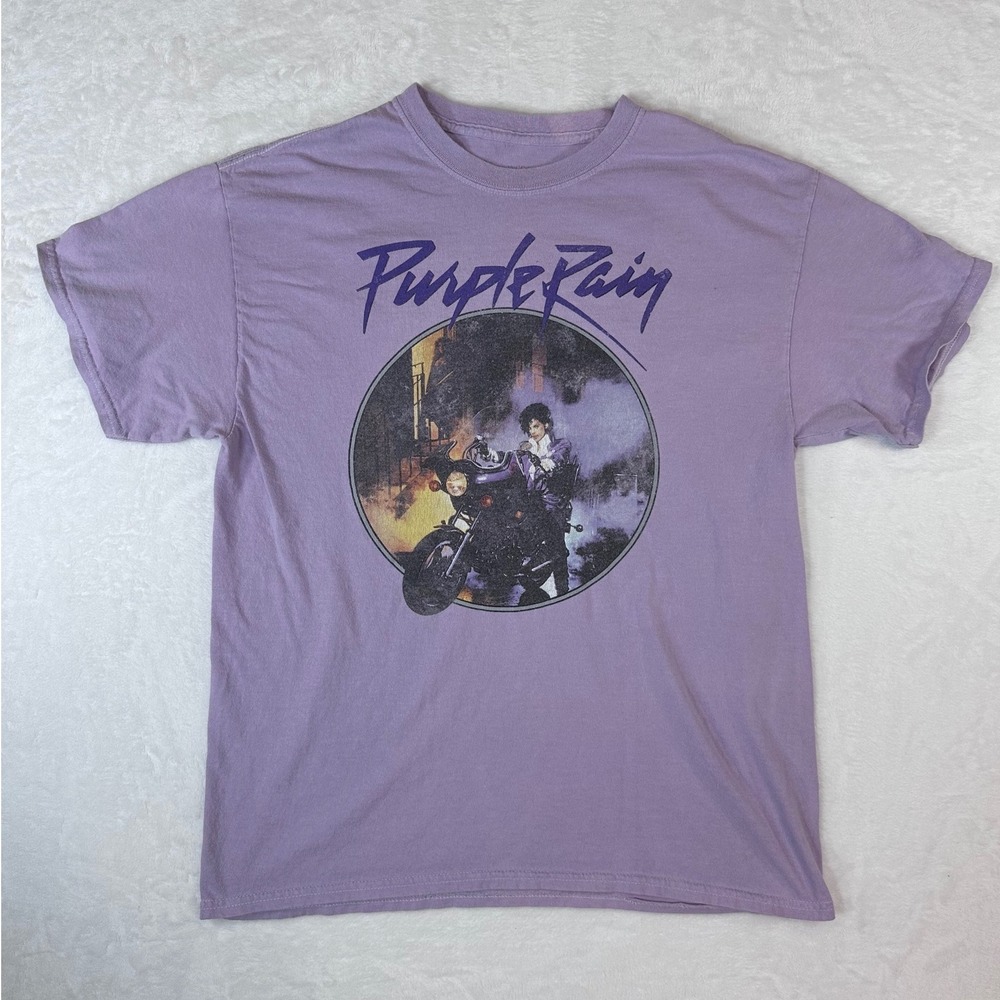 Prince Purple Rain Graphic T-Shirt Lavender Purple Large Official Estate Merch
